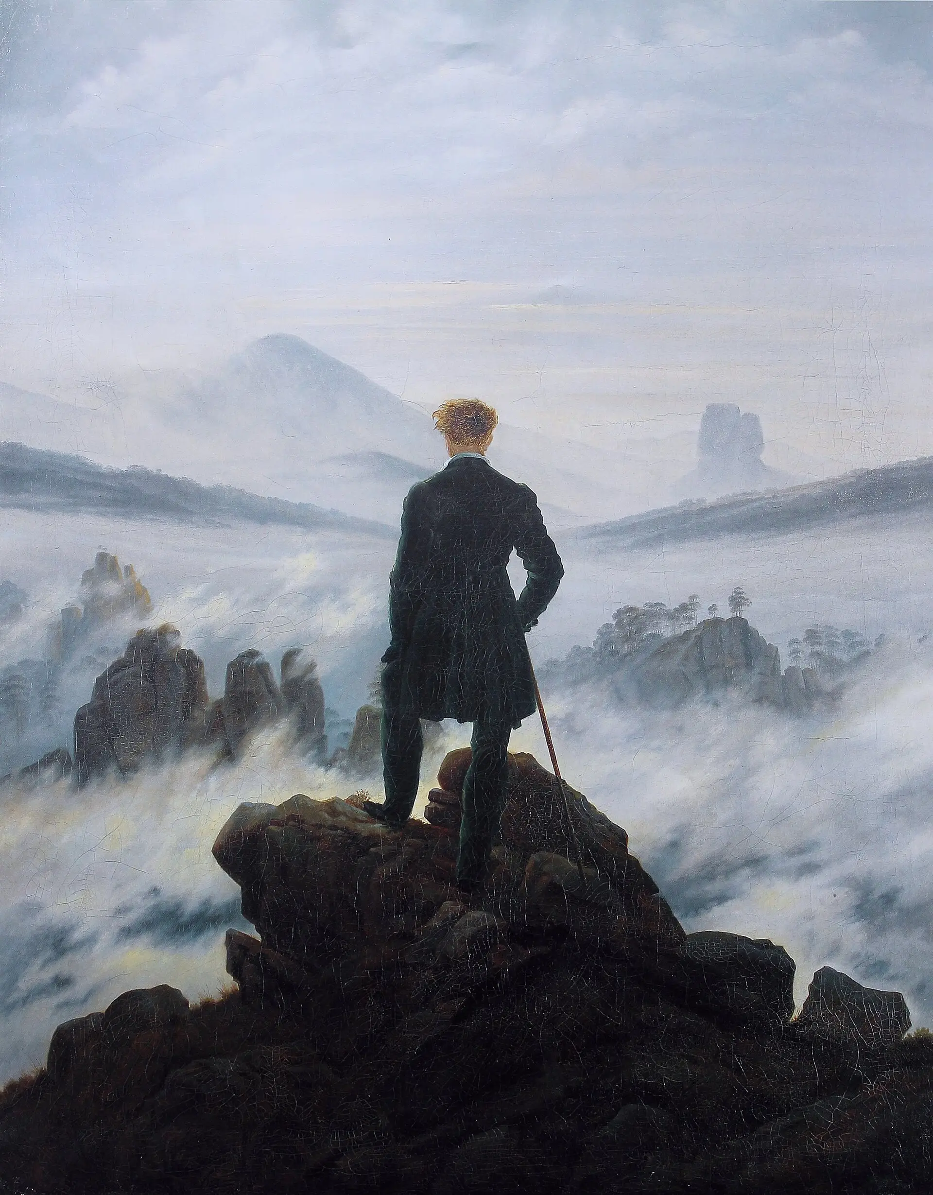 Viajante sobre o mar de névoa, de Caspar David Friedrich